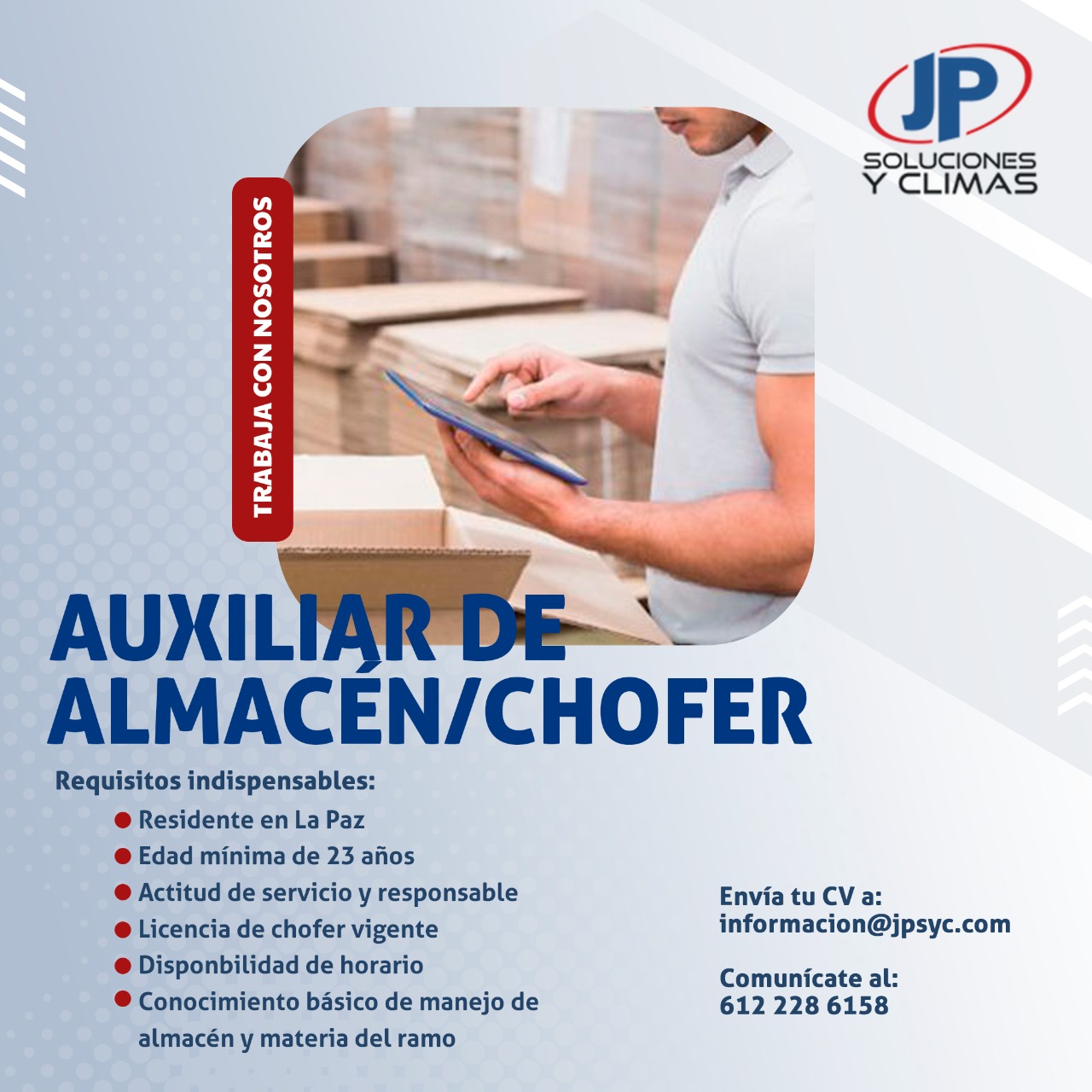 AUXILIAR DE ALMACÉN/CHOFER
